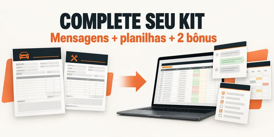 Documentos complementados por mensagens, planilhas, agenda e checklist