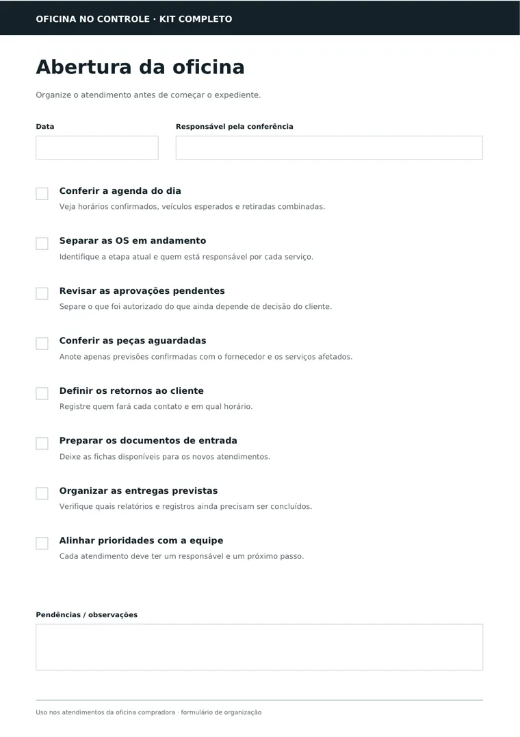 Lista de abertura e fechamento
