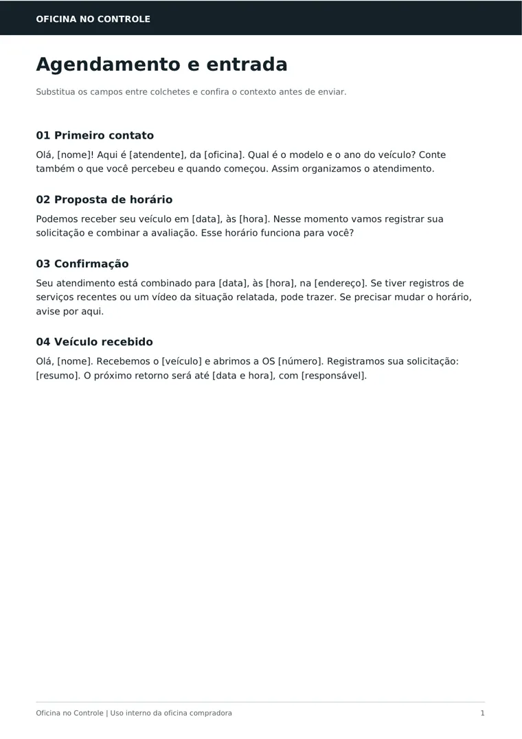 Prévia das mensagens prontas
